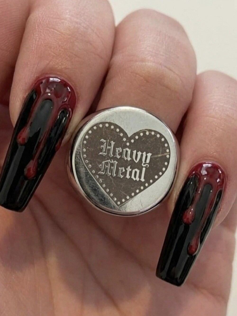 🖤Reserved For Horrorcunt🖤 Vtg Carousel Silver Heavy Metal Heart Graphics - Picture 12 of 17